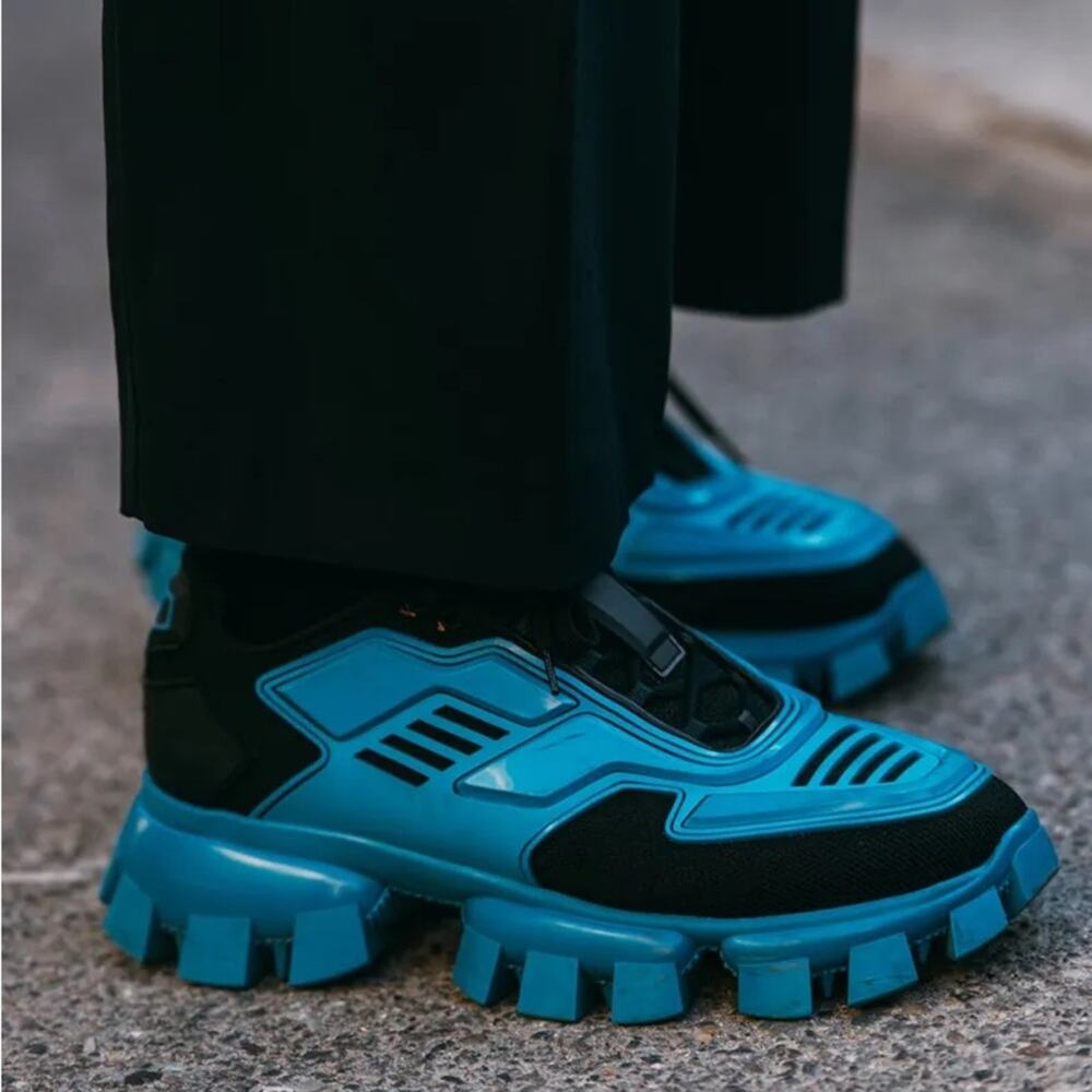 Prada Cloudburst Thunder Blue Black High Trainers Sneakers Men’s Size 9.5 - Picture 11 of 11